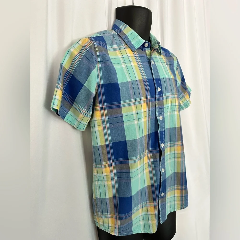 The Children's Place Boys Plaid Poplin Button Shirt-Aqua (1189)